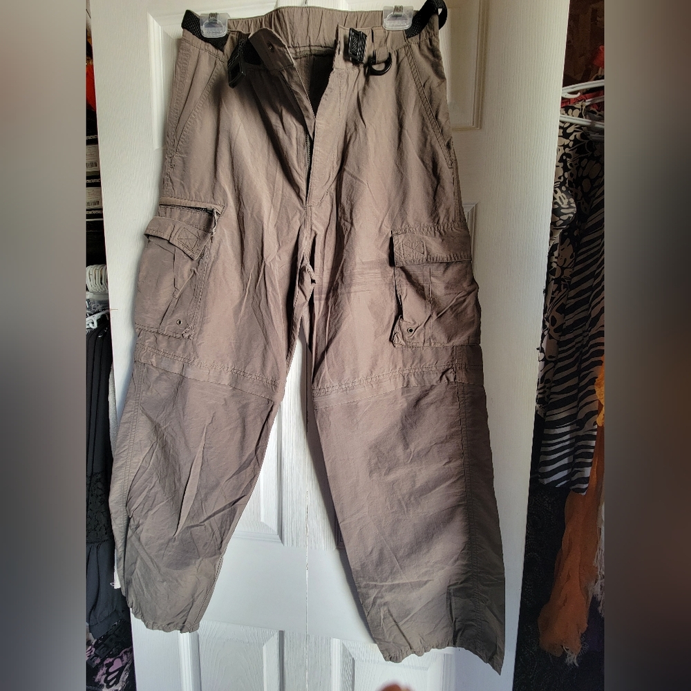 Men's Olive Green Cargo Pants / Shorts  WindRiver  Zipper Removes Pant Leg